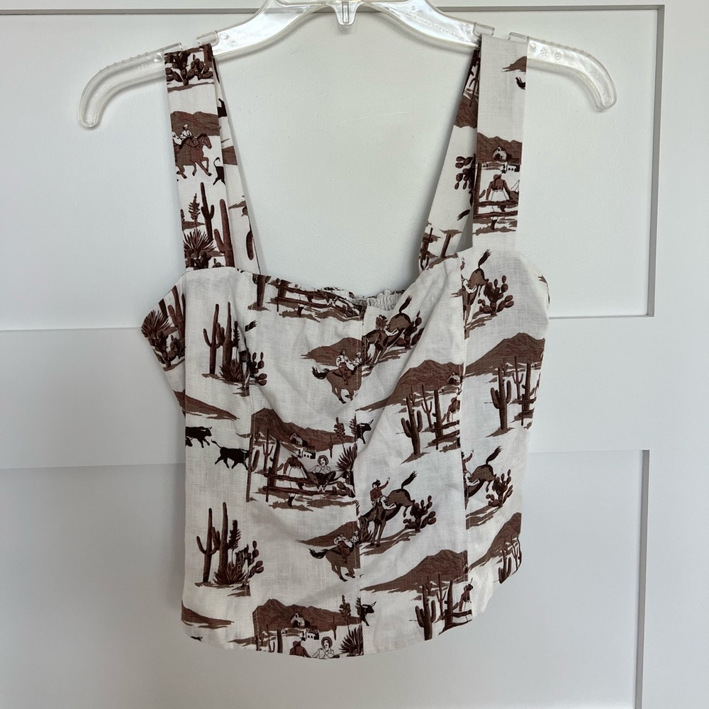 Reformation Top! Brown & White, Size 2. Worn Once.